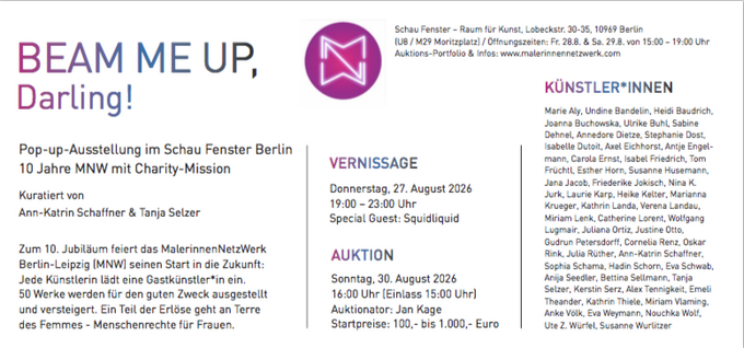 Beam Me Up, Darling! Schau Fenster Berlin, 30.08.2026